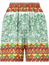 Dolce & Gabbana Multicolour High-waisted Geometric-print Shorts In Multicolor