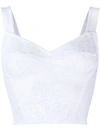 DOLCE & GABBANA WHITE LACE-EMBROIDERED CORSET-STYLE BUSTIER,C53BA0B4-6AF6-A4B9-966C-BBF69D673356