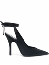 Attico Black Pointed-toe Tie-fastening Pumps In Black