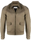 Saint Laurent Satin Jacket With Long Sleeves In Brown