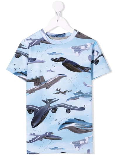Molo Kids Shark Print T-shirt In Blue