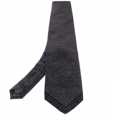 Pre-owned Gianfranco Ferre Grey Texture Print Traditional Silk Tie