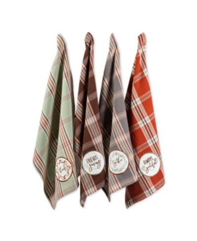 Design Imports Design Import Thanksgiving Cozy Picnic, Plaid Dishtowel, Set Of 4 In Multi