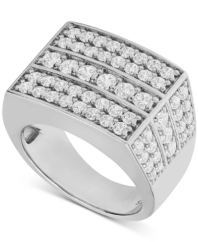 Macy's Men's Diamond Square Cluster Ring (3 Ct. T.w.) In 10k White Gold