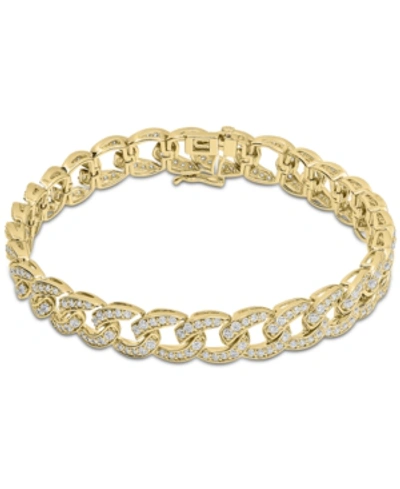 Macy's Mens' Diamond Curb Link Bracelet (6 Ct. T.w.) In 10k Gold In Yellow Gold