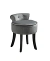 INSPIRED HOME TAYLOR UPHOLSTERED VANITY STOOL WITH NAILHEAD TRIM