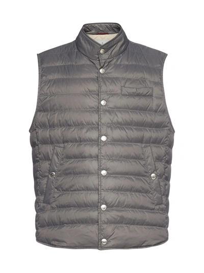 Brunello Cucinelli Quilted Puffer Gilet In Grey