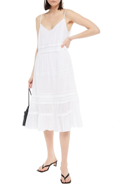 Velvet By Graham & Spencer Zuly Pintucked Cotton-voile Midi Dress In White