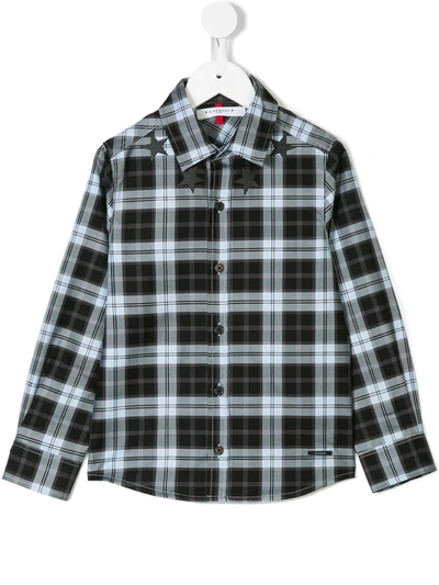 Givenchy Kids' Star-detailed Checked Shirt In Black