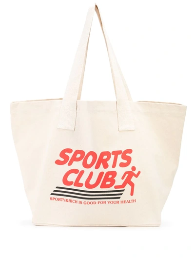 Sporty And Rich Sports Club Tote Bag Natural White