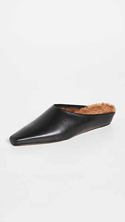 Neous Alba Shearling-lined Leather Backless Loafer In Black