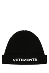 VETEMENTS BLACK WOOL BEANIE  BLACK VETEMENTS DONNA|UOMO TU