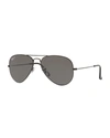 Ray Ban Metal Polarized Aviator Sunglasses In 991 / Black Polar