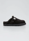 Moncler Mon Mule Suede Shearling-lined Slide Mules In 999 Black
