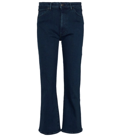 3x1 High Waist Crop Cotton Denim Jeans In Blue