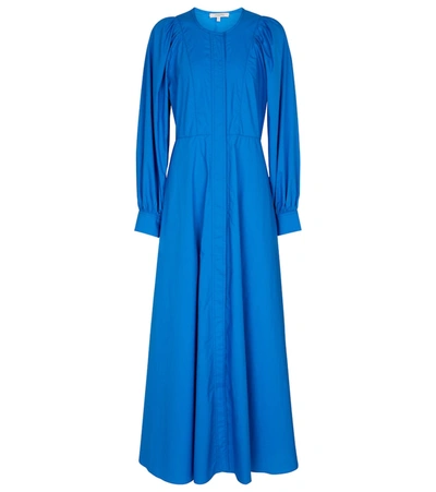 Dorothee Schumacher Colourful Volumes Cotton Maxi Dress In Blue