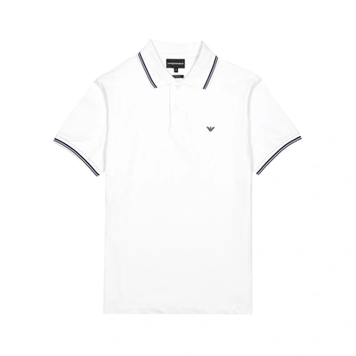 Emporio Armani Polo Shirt In Pique Cotton Blend In White