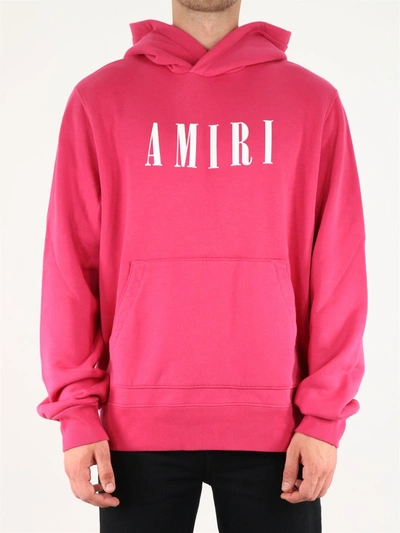 Amiri Logo-print Long-sleeve Hoodie In Pink