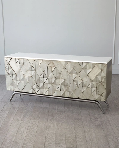 Global Views Triangle Cabinet, Silver