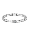 Lagos Sterling Silver Caviar Spark Pave Diamond Link Bracelet In Silver
