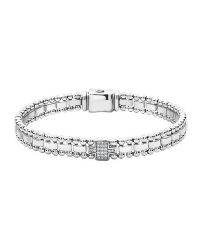 Lagos Caviar Spark Diamond-link Bracelet In Silver