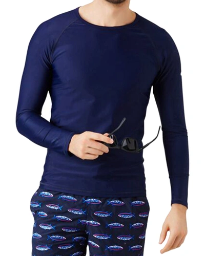 Vilebrequin Long-sleeve Turtle-accented Rash Guard Tee In Blue