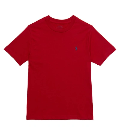 Polo Ralph Lauren Embroidered Cotton T-shirt In Red