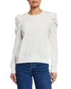 Rebecca Minkoff Janine Pleated Shoulder Sweatshirt In Ecru