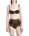 Dolce & Gabbana Leopard-print Stretch Silk Balconette Bra In Leo New
