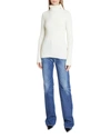 Saint Laurent Cashmere Ribbed Turtleneck Sweater In Natural