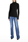Saint Laurent Ribbed Wool, Cashmere And Silk-blend Turtleneck Sweater In Nero