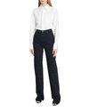 Saint Laurent Monogram Embroidered Shirt In Cotton And Linen In Cream