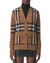 Burberry Checked Wool And Cashmere-blend Cardigan In Birch Brown