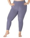 Beyond Yoga Plus Size High-waist Space-dye Midi Leggings In Fig Heather