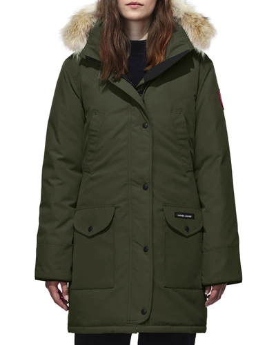 Canada Goose Trillium Down Parka Coat W/ Natural Coyote Fur Trim In Atlantic Navy