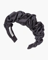 Jennifer Behr Amelia Ruched Satin Silk Headband In Black