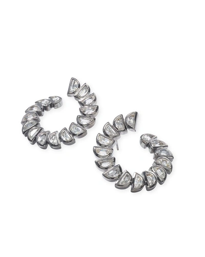 Nakard Marabou Bypass Hoop Earrings, White Zircon