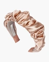 Jennifer Behr Amelia Ruched Satin Silk Headband In Almond