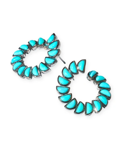 Nakard Marabou Bypass Hoop Earrings, Turquoise