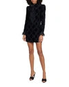 SAINT LAURENT EMBROIDERED VELVET RUFFLE LACE MINI DRESS,PROD243540041