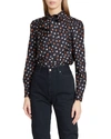 Saint Laurent Floral-print Long-sleeve Blouse In Neromulti