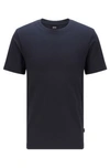 Hugo Boss Cotton Blend T Shirt With Bubble Jacquard Structure In Dark Blue