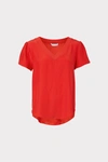 Milly Silk Tee In Summer Coral