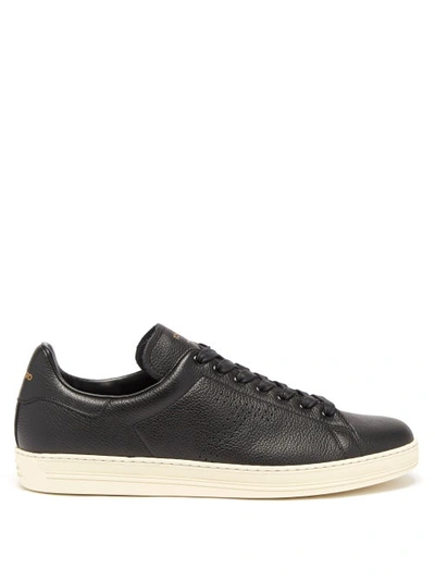 Tom Ford Black Grained Leather Warwick Sneakers