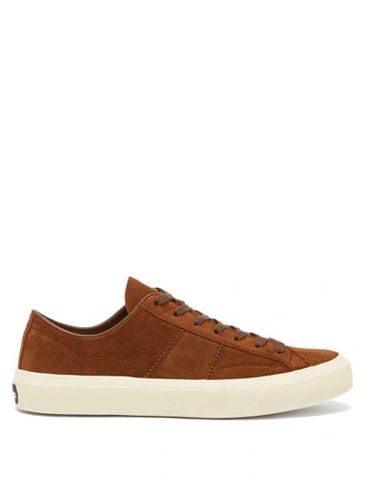 Tom Ford Cambridge Suede Low Top Sneakers In Tobacco