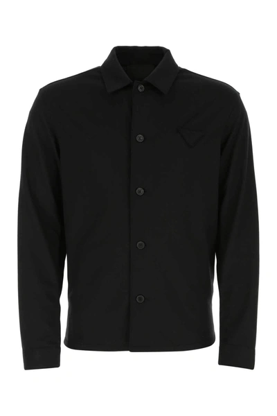 Prada Navy Blue Wool And Cashmere Shirt
