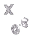 Delmar Sterling Silver "x" & "o" Diamond Mismatched Stud Earrings