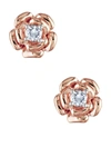 Delmar Rose Gold Vermeil Created White Sapphire Center Rose Earrings In Rose