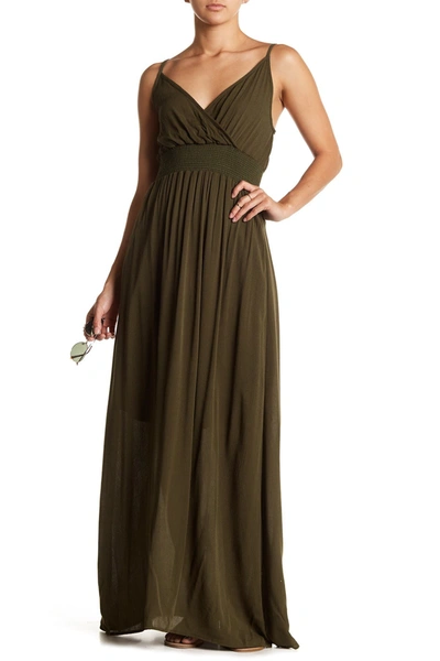 West Kei Solid Sleeveless Gauze Maxi Dress In Olive