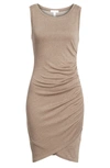 Leith Ruched Body-con Sleeveless Dress In Tan Dusk Heather